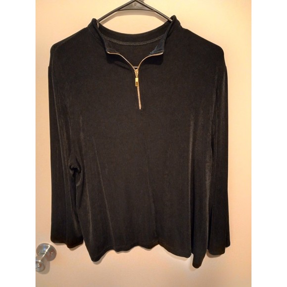 Chico's Tops - Travelers by Chico's Women's Black Zip Back Blouse, Size 2 (Large)